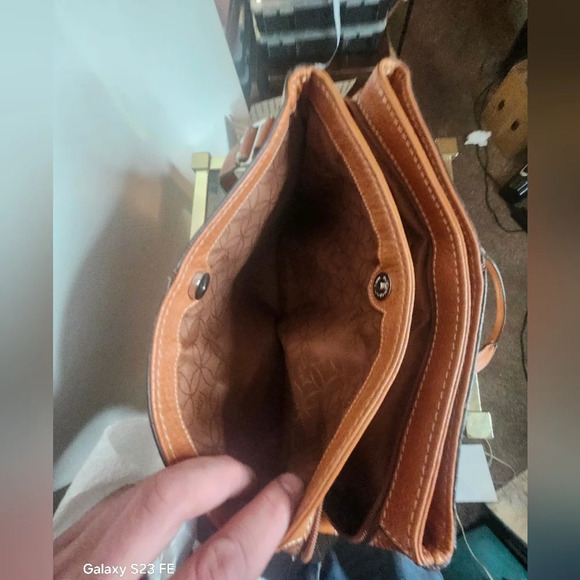 VINTAGE Y2K FOSSIL Brown Leather Shoulder bag - Picture 5 of 9